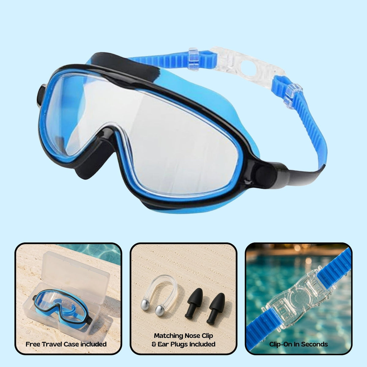 Orpello SplashSnap Black Orca nose clip swim goggles