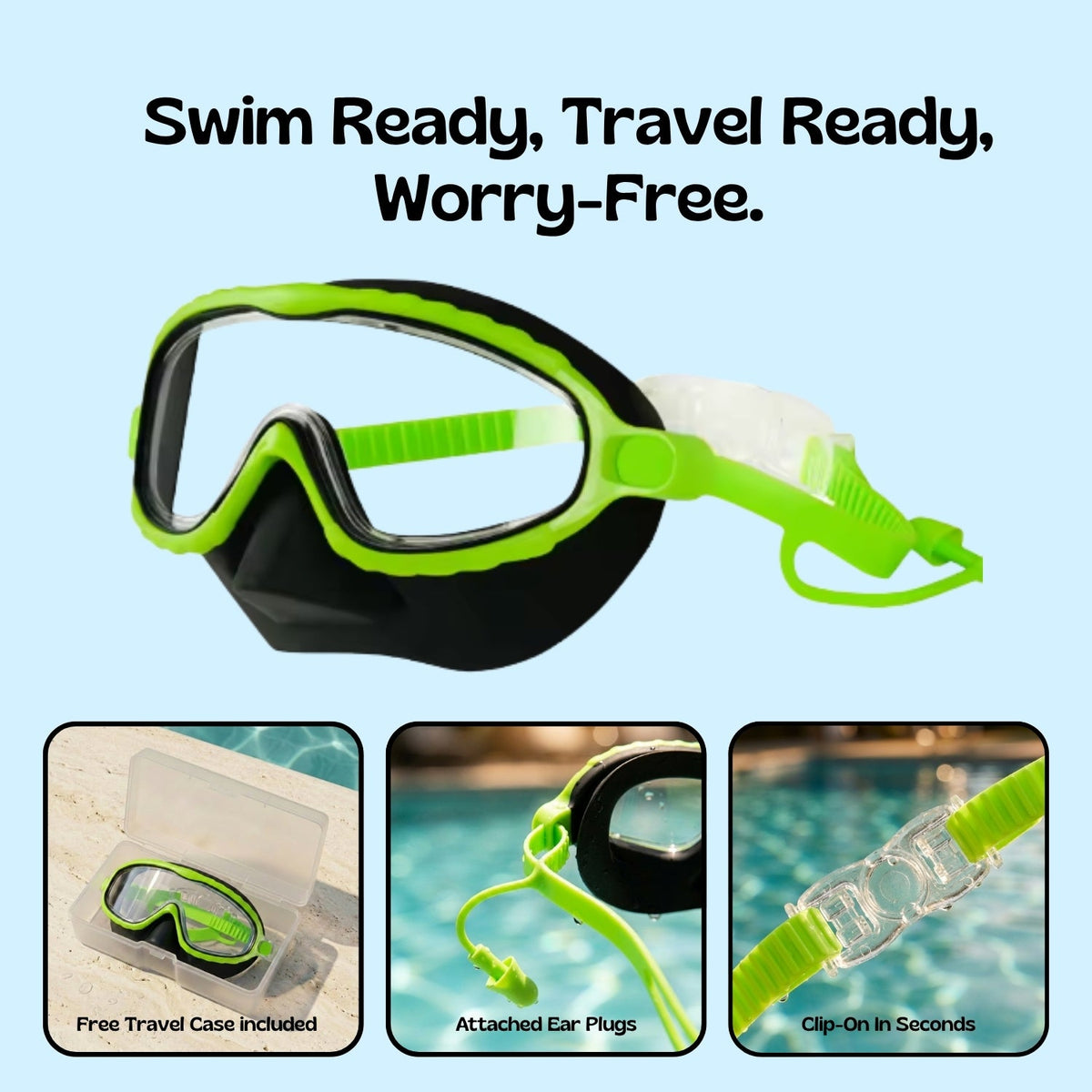 Orpello™ Clip-On Swim Goggles Lime Mamba (Plus)