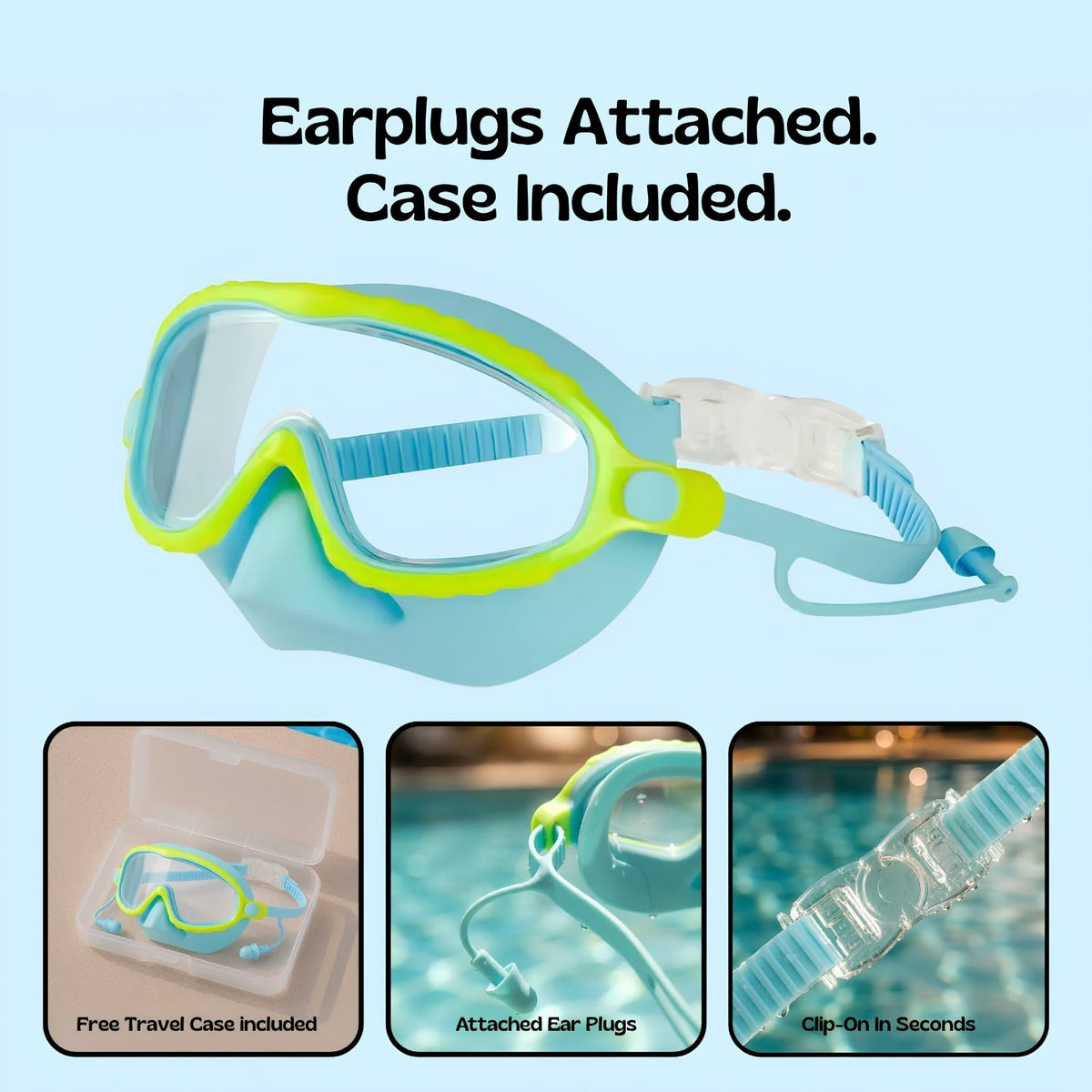 Orpello™ Clip-On Swim Goggles Lime Lagoon (Plus)