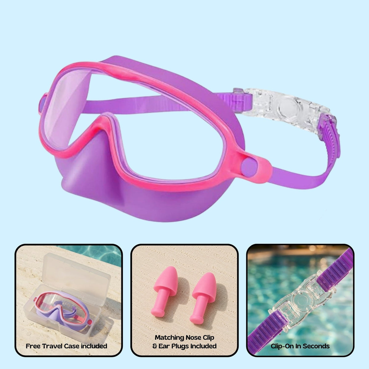 Orpello SplashSnap Berry Octopus nose cover swim goggles