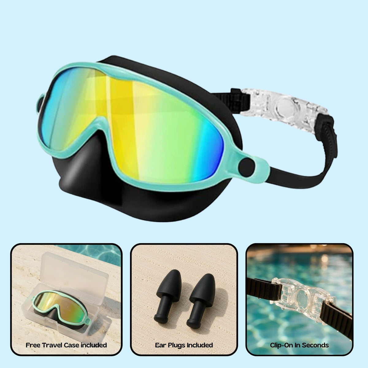 Orpello™ Clip-On Swim Goggles Sunset Turtle