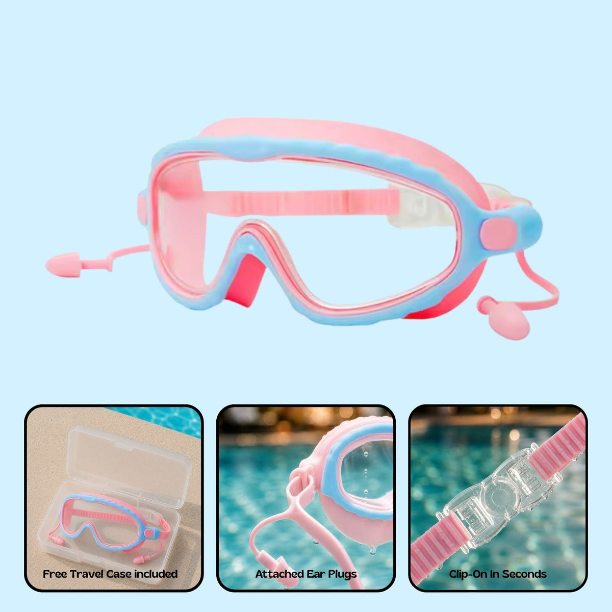 Orpello™ Clip-On Swim Goggles Coral Reef (Plus)