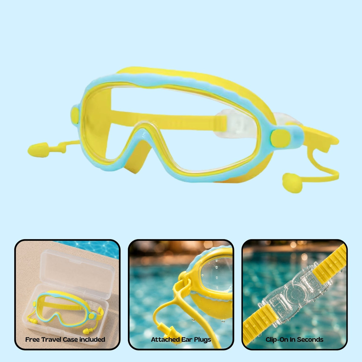 Orpello SplashSnap Yellow Tang (Plus) nose clip swim goggles