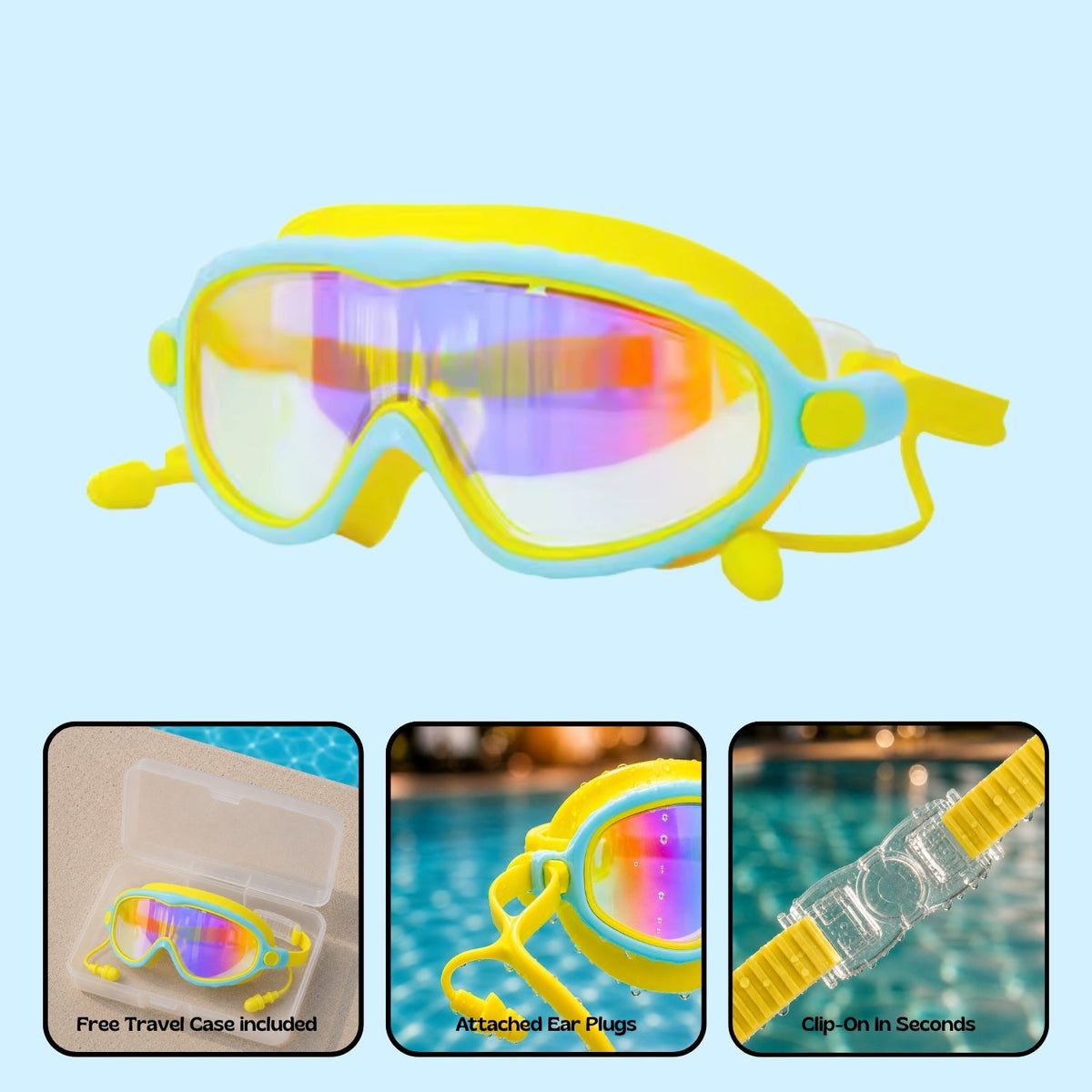 Orpello™ Clip-On Swim Goggles Yellow Prism (Plus)