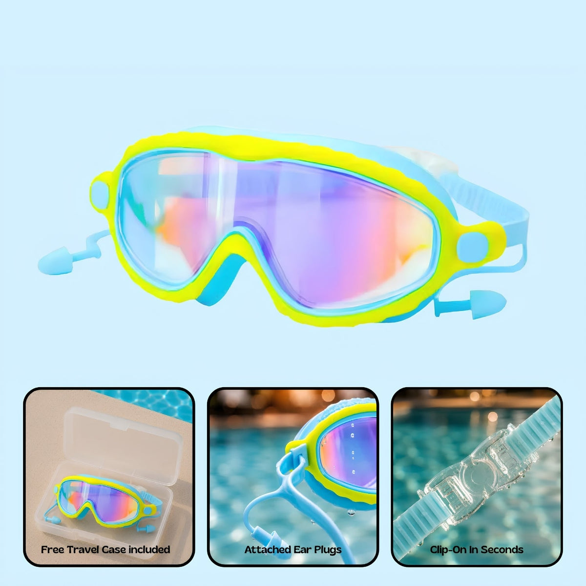 Orpello™ Clip-On Swim Goggles Yellow Aurora (Plus)