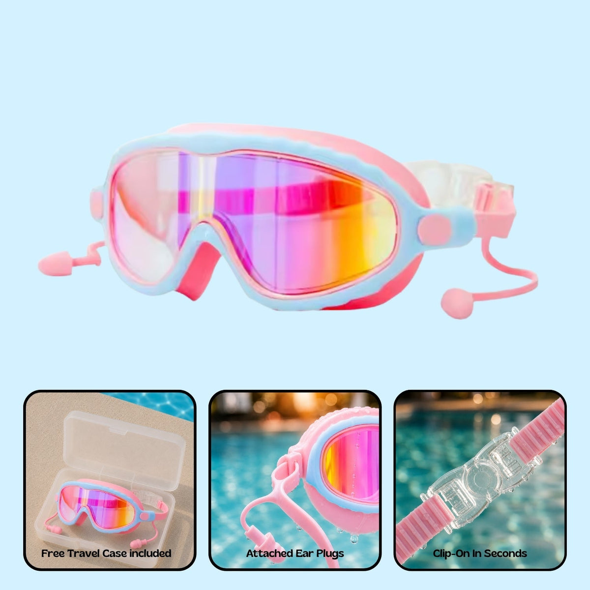 Orpello™ Clip-On Swim Goggles Pink Opal (Plus)