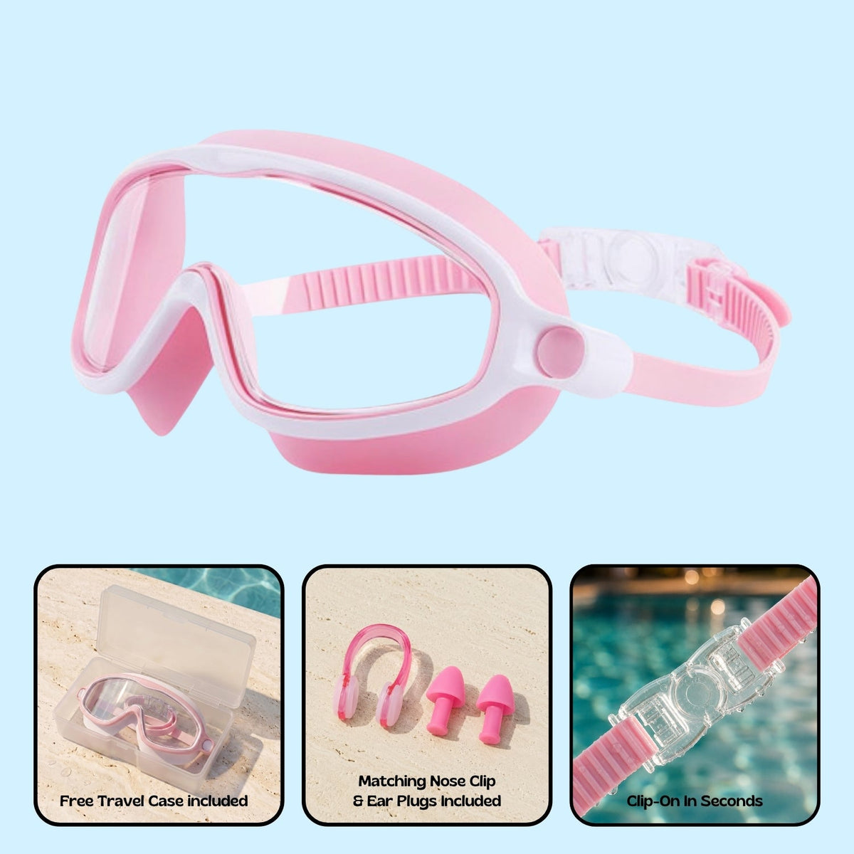Orpello SplashSnap Pink Flamingo nose clip swim goggles