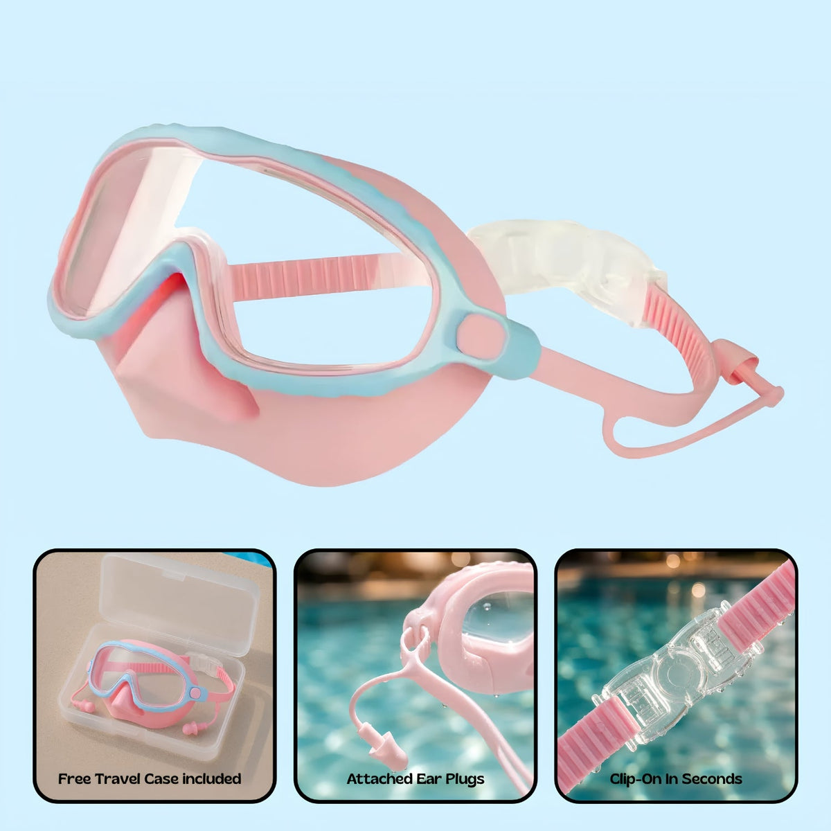 Orpello™ Clip-On Swim Goggles Pink Conch (Plus)