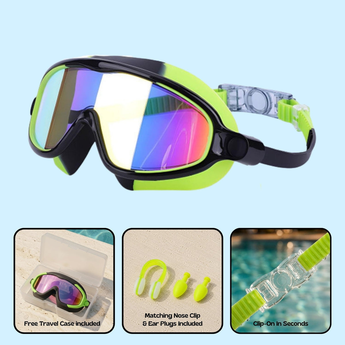 Orpello SplashSnap Midnight Croc nose clip swim goggles