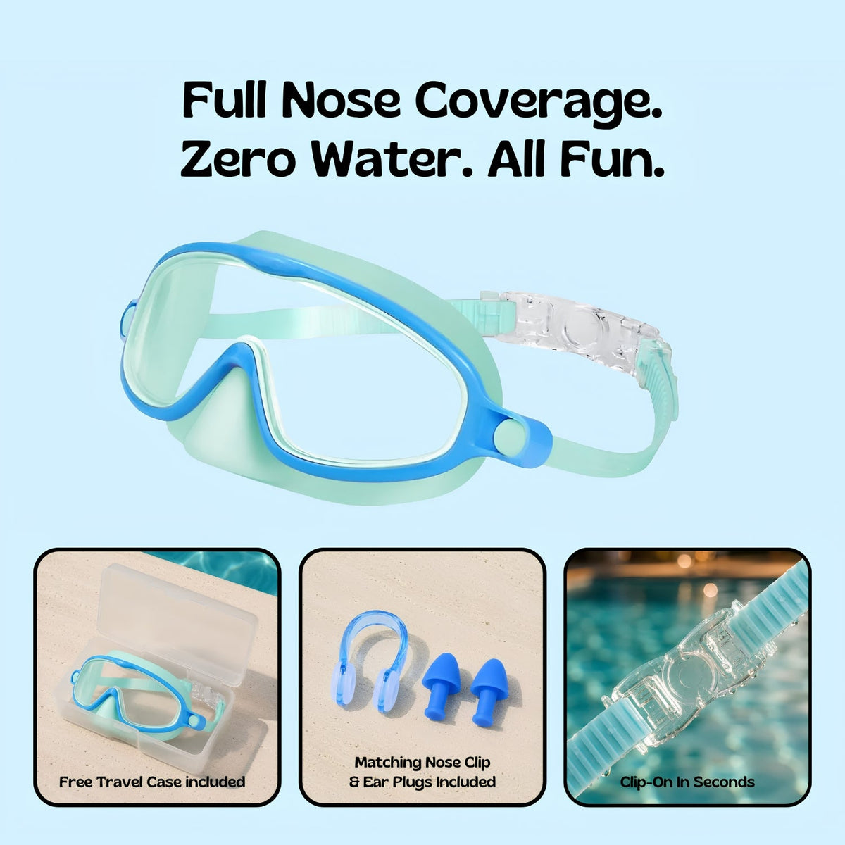 Orpello™ Clip-On Swim Goggles Mint Seal