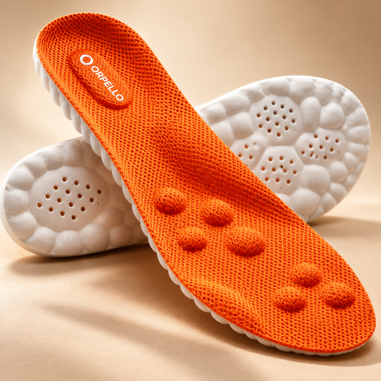 Close view of Orpello's textured insole upper
