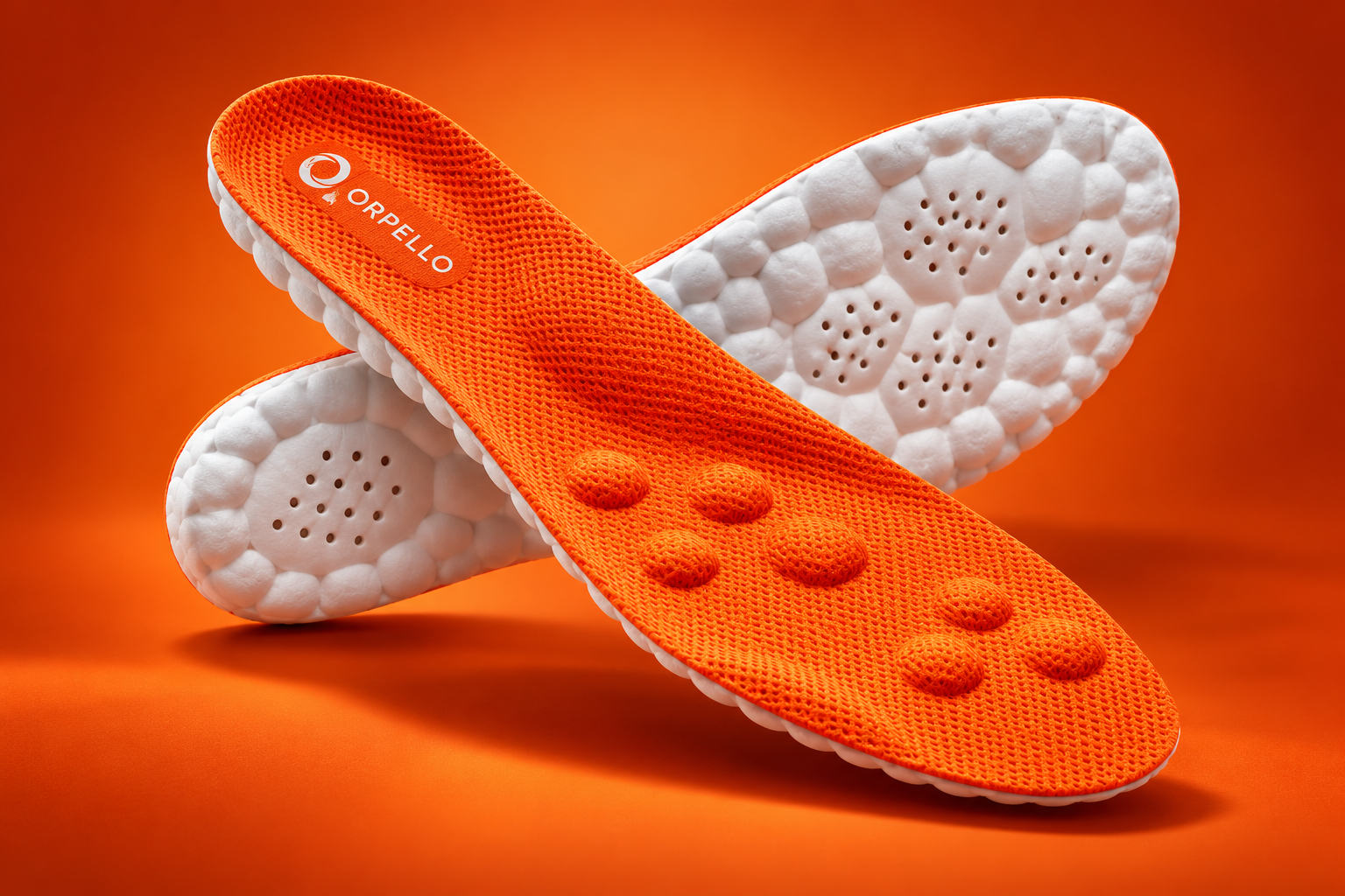 Orange and white Orpello massage insoles
